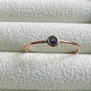 Sapphire Ring Solid 14k Rose Gold - size 11.5